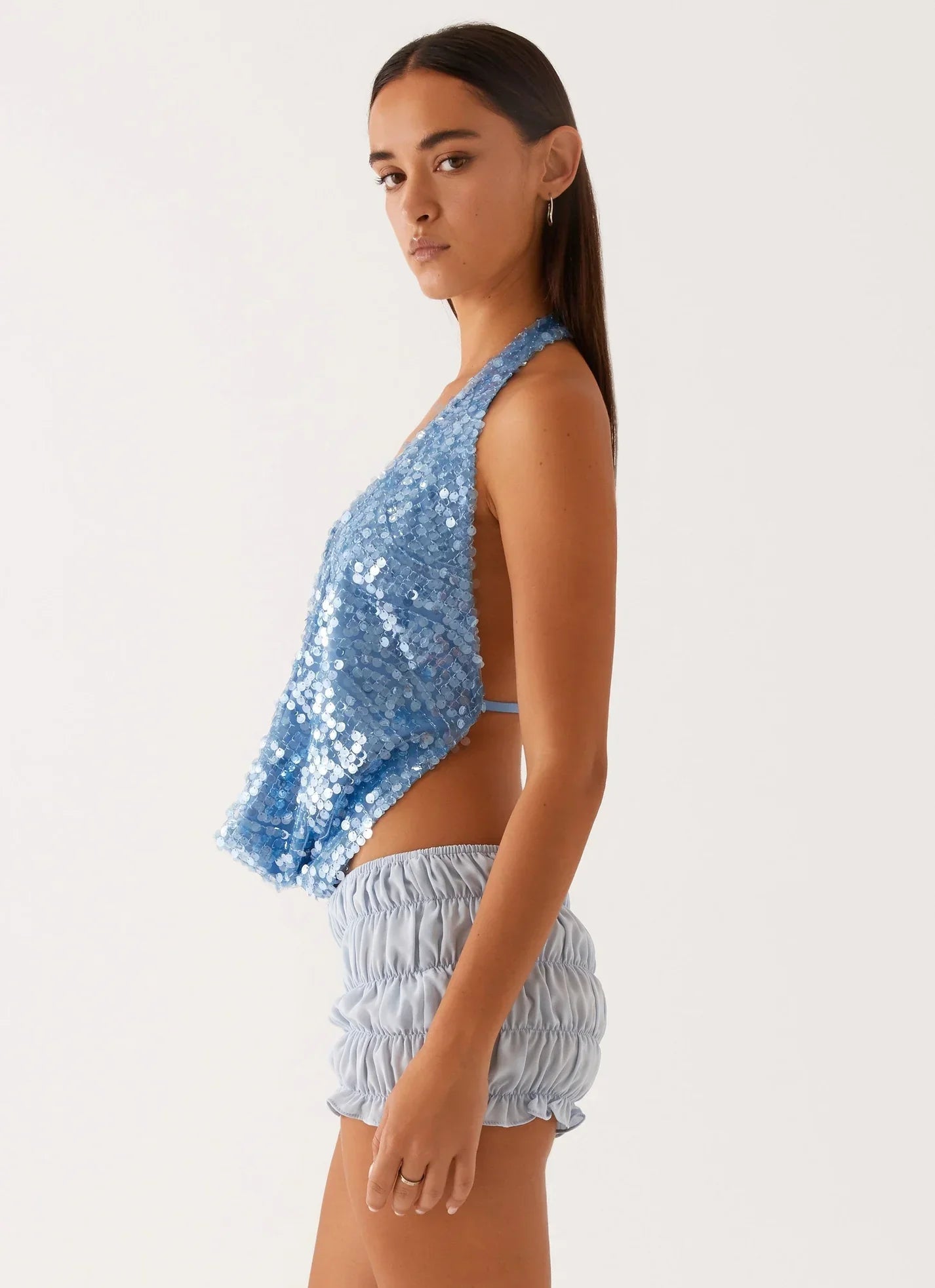 Luna – Blue Cowl Neck Top