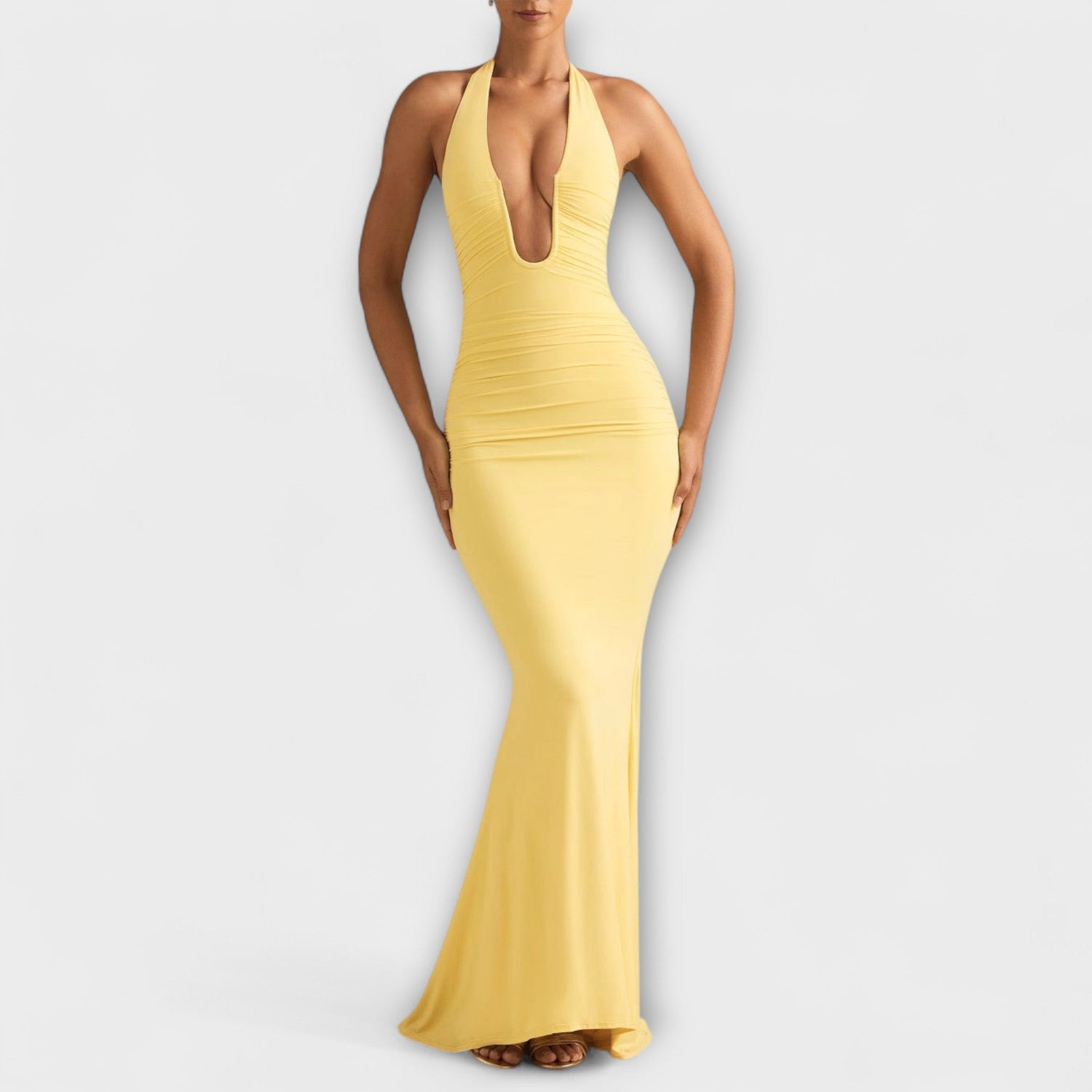 Raffiniertes Rückenfreies Halterneck-Gala Kleid