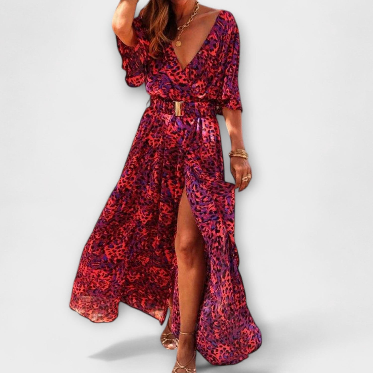 Sabine - Stilvolles Wickel-Maxikleid mit fließendem Design