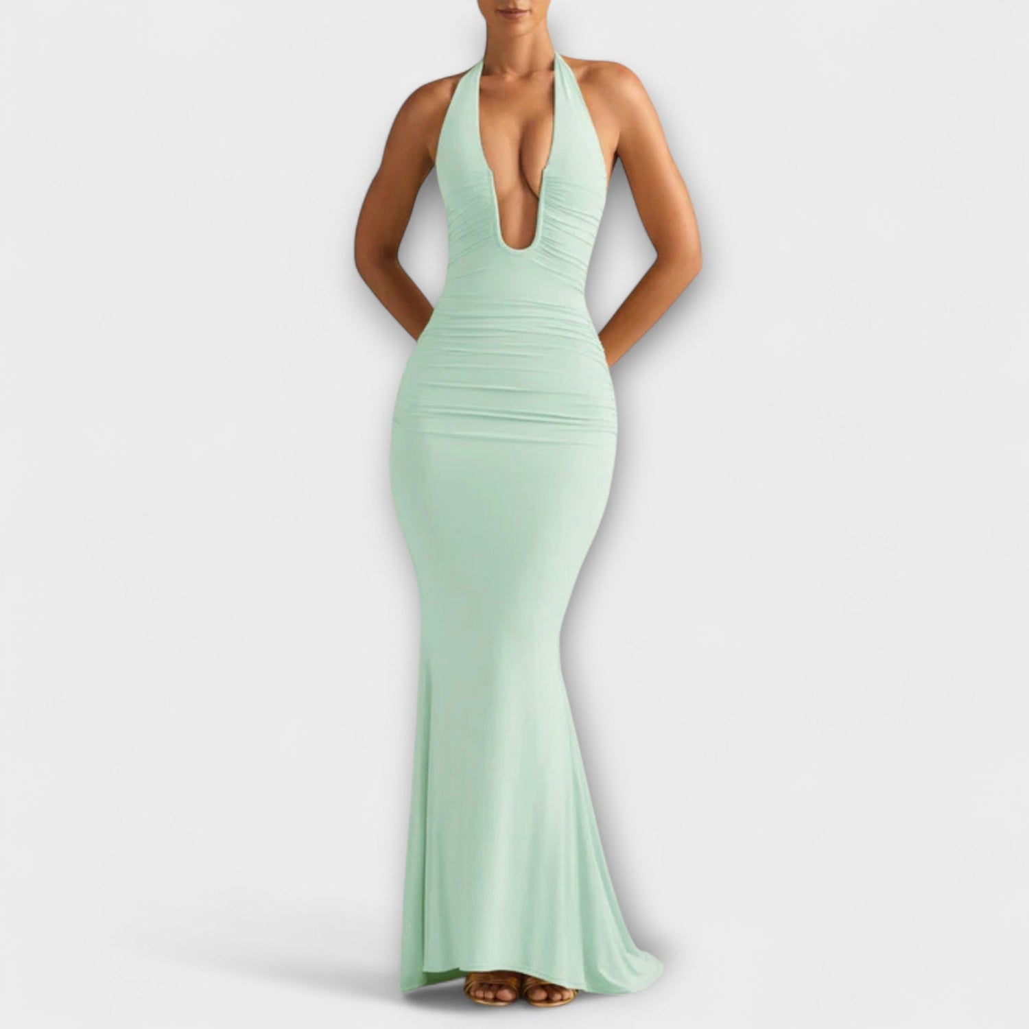 Raffiniertes Rückenfreies Halterneck-Gala Kleid