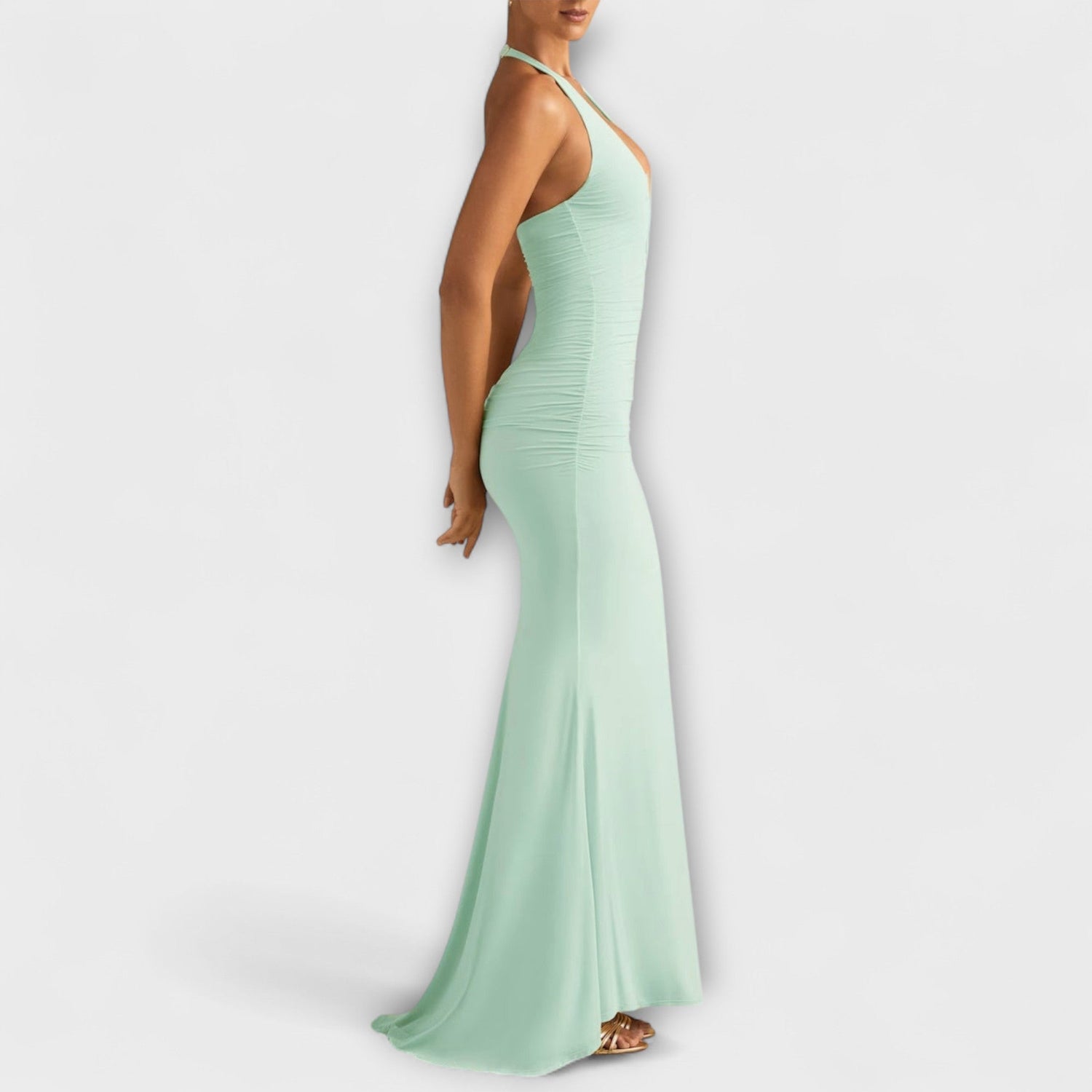 Raffiniertes Rückenfreies Halterneck-Gala Kleid